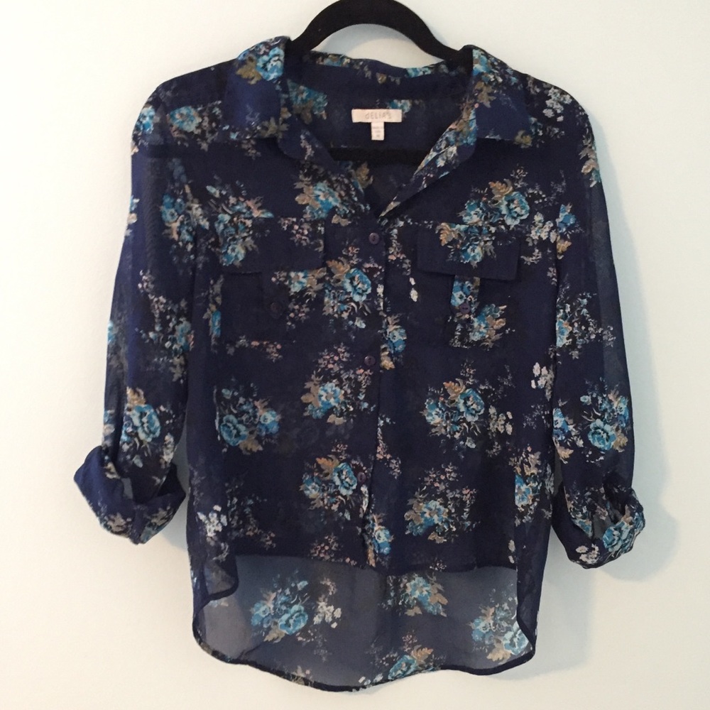 Sheer Floral High-Low Top